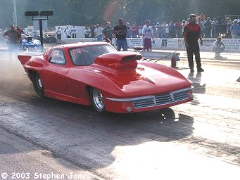 Larry Plummer's nitrous Corvette was a big part of Frantic 7 action.