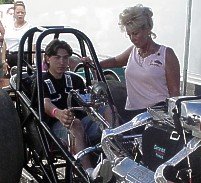 Bunny Burkett and the possible future driver of the Bunny & the Boys car, Damian Moore 7-08-00 by Tim Pratt