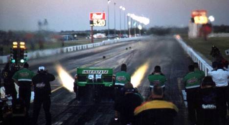 Tommy Johnson Jr gets ready to assault the quarter mile in one of car owner Joe Gibbs' last races. Photo by Dennis Roetman