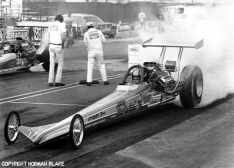 ...And Ron Attebury in the Jungle Jim Top Fueler. Photo by Norman Blake