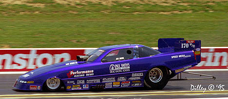 Canadian Jeff Arend made some noise in Paul Smith's fuel funny car in the mid '90s. Photo by Ron Dilley