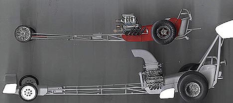 Front Engine Dragster Models -- Modern vs. Vintage. Photo by Riceman