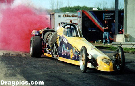 Lou Pereira has added a new twist to the jet dragster show with the Chariot of Fire. Photo by Joe Barrett