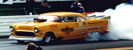 Marcus Hilt drives the Trouble Racing '55 Chevy -- Switzerland's fastest Pro Mod. Photo by Edi