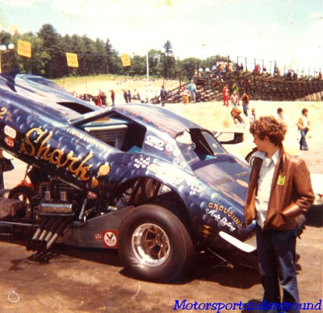 The Shark Funny Car 1972. Note fin on the front. Photo by James Morgan