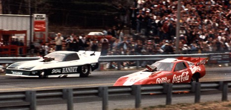 John Force vs Tim Grose 1980s. Photo by James Morgan