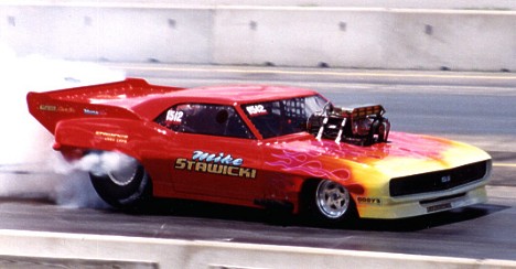Mike Stawicki's Blown Nitro Coupe Camaro. Photo by James Morgan