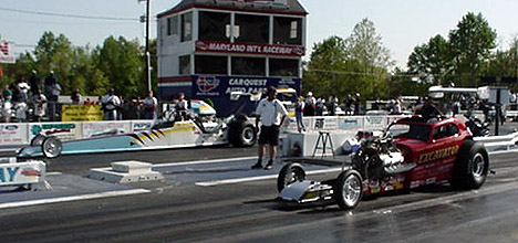 Neal Parker's Excavator Fiat took the measure of the Frantic Four Dragster-Altered program, defeating Phil Soucy in the final. Photo by Tim Pratt