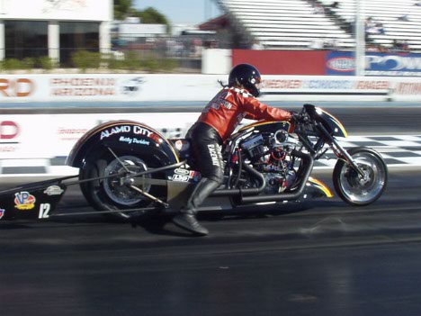 TF Harleys are part of the NHRA show for 2003.
