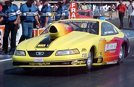 Scott Geoffrion debuting the Hurley Blakeney owned, Bob Panella powered Ford Mustang. Photo by Tim Marshall