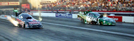 Whit Bazemore vs. Ron Capps, header flames high.