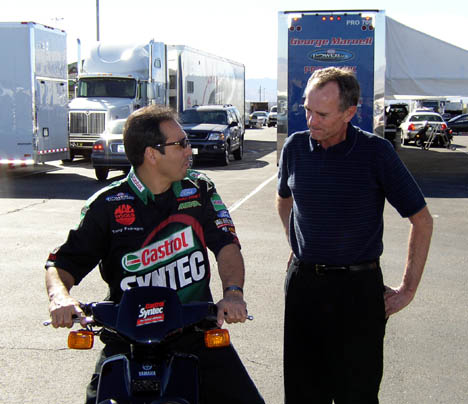 Tony and Bob, talking drag racing.